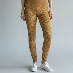 New Women’s Brown Mustard Organic Cotton Stretchy Mushroom 🍄‍🟫 Print Leggings